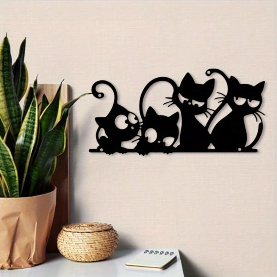 Minimalist Cat Wall Decor Metal Iron Art for Indoor Outdoor Garden Patio
