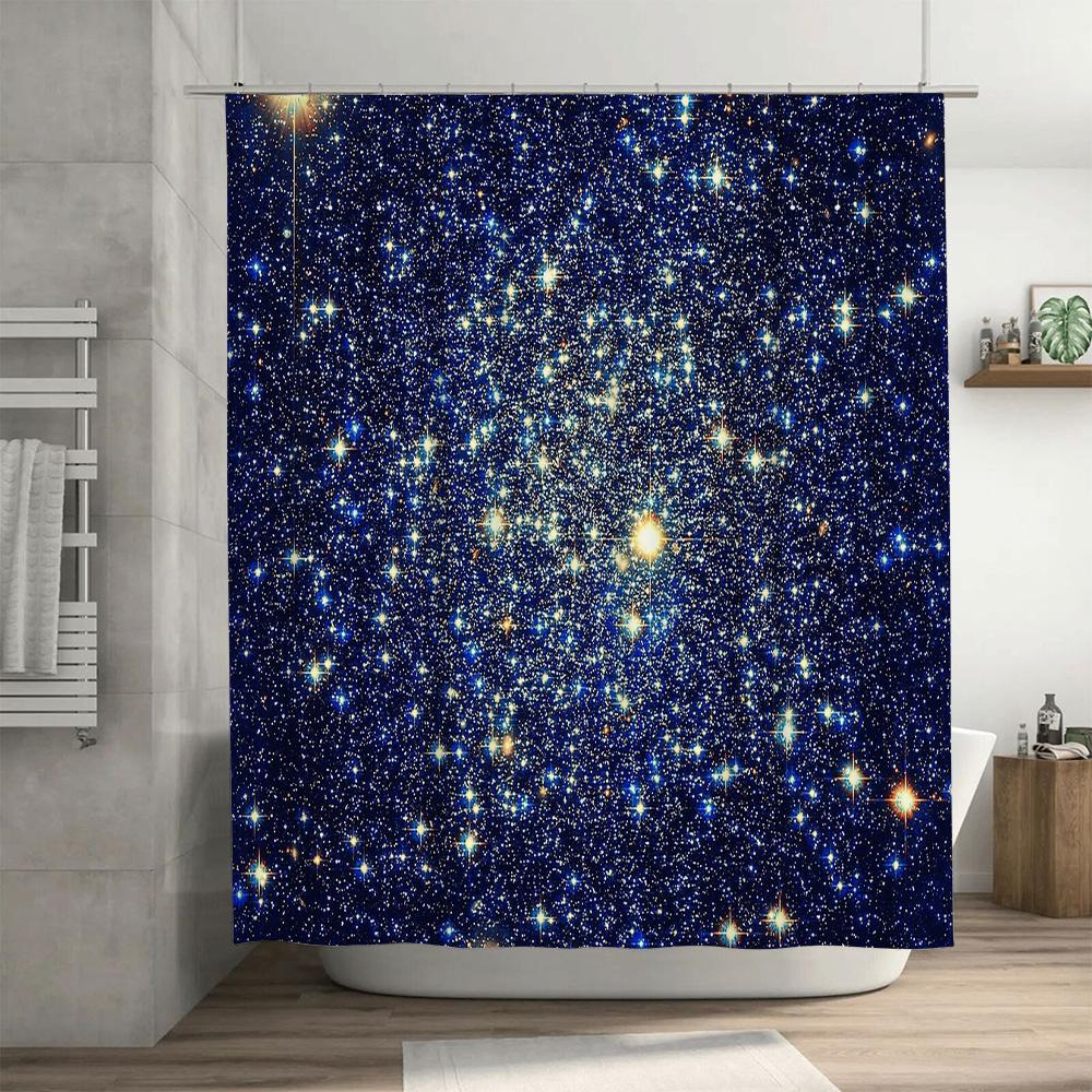 Starry Night Shower Curtain Galaxy Space Universe Celestial Decor Bathroom Set Waterproof Modern Artistic Home Textiles