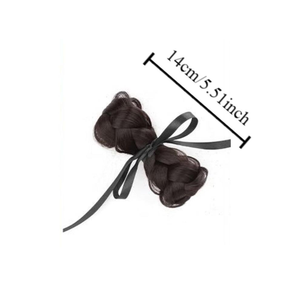 Fake Hair Braided Chignon Ribbon Bow Hair Clip Bun Sweet Hair Donut Bun  Girls