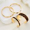 17KM 4 Piece Leopard Print Free Smooth Surface Bangle Fashion Jewelry Set Women Trendy Shiny Daily Party Accessory Decorative Gift