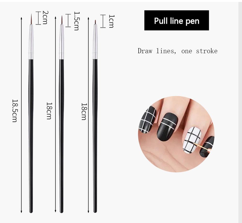 YIKOOLIN Professional Nail Brush Set Manicure Tools Girl Diy Finernail Pattern Accessories Nail Design Painting Phototherapy Pen
