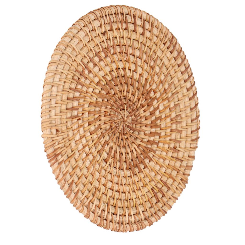 Gewebtes rundes Platzset Naturrattanflechtwerk Hitzebeständiges Platzset für große Gefäße Heiße Gerichte Pfanne Topf 16cm 6.3in