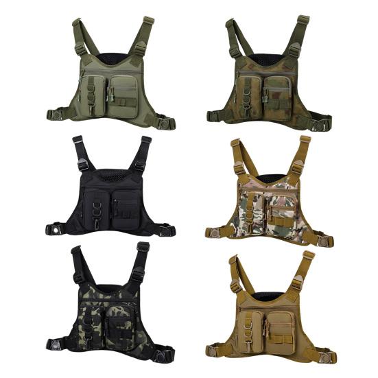 Outdoor Sports Chest Bag for Men Front Running Vest Bag with Multiple Compartments EDC Travel Chest Pack for Workout Cycling Hiking