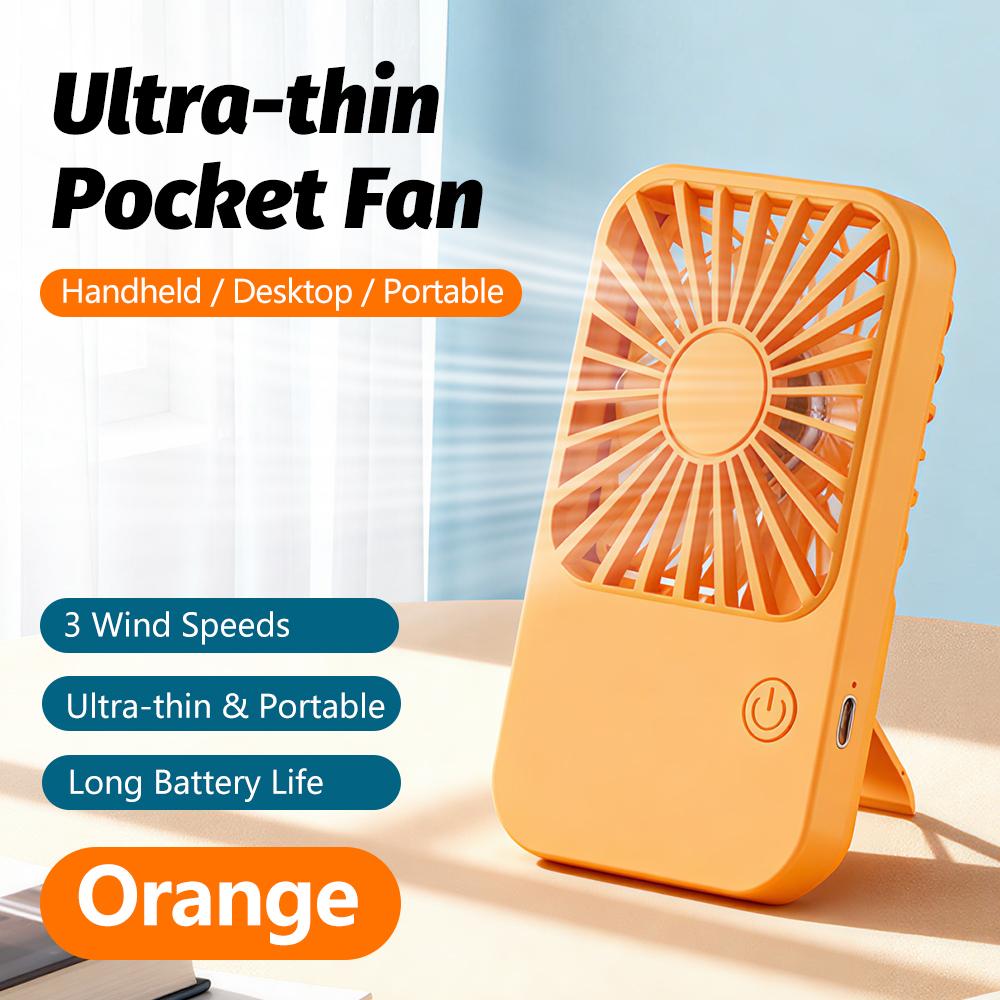 

Rechargeable Mini Portable Handheld Fan Personal Pocket Fan with Stand Lightweight Desktop Fan Outdoor Travel Gift for Women оранжевый