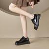 British Style Muffin  Women's Platform Autumn New Patent Leather Deep Mouth Lace-up Wedge Single Shoes  Shoes Casual HZB-323-1