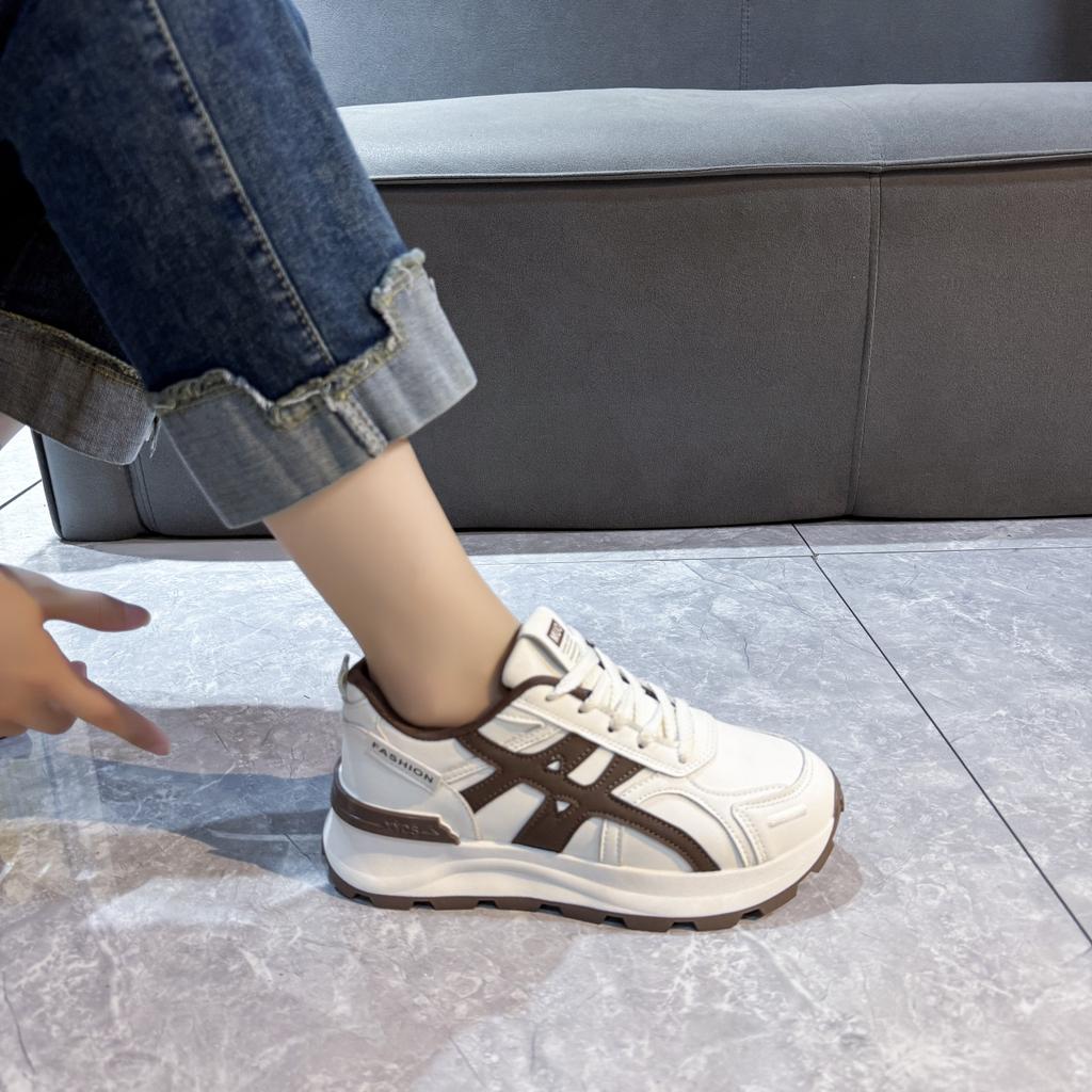 Leather platform Forrest Gump shoes women's 2025 autumn new fashionable versatile small height increase sports and leisure dad shoes