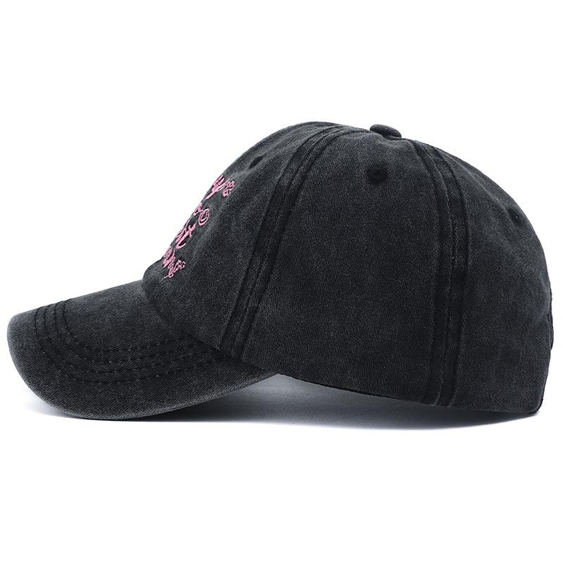 Women Baseball Cap Vintage Washed Cotton Soft Top Dad Hat Retro Y2K Pink Letter Embroidered Snapback Caps
