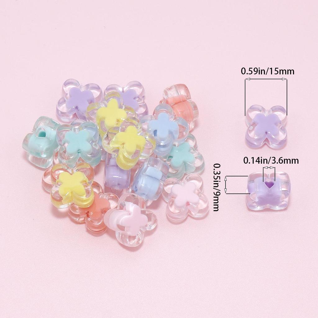 Acrylic Candy Color Flower Heart Rabbit Beads for DIY Children's Educational Ornaments and Mother's Day Crafts