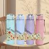 1PC Floral Cat Mama Letter Art 750ml Color Plastic Sports Water Bottle Leakproof Flip Straw Lid Suitable for Sports Office Home Use