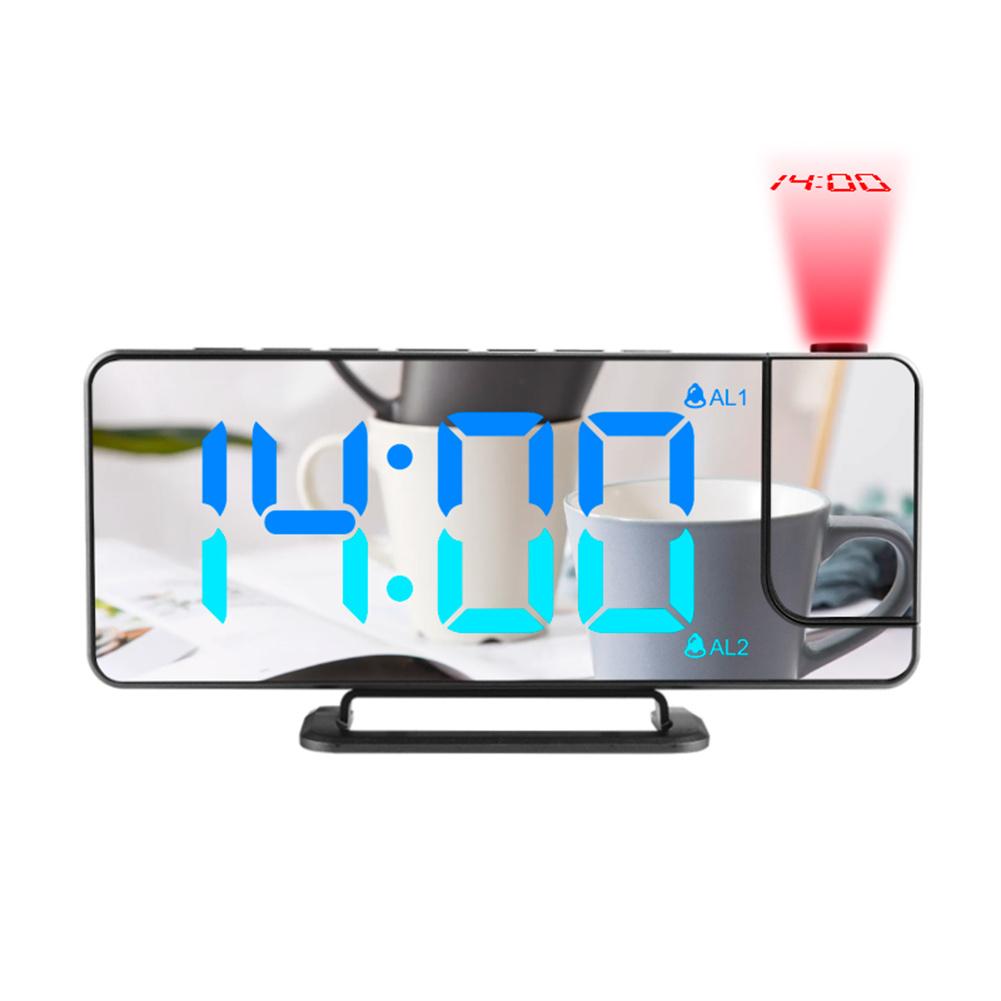 

Digital Alarm Clock With 5V 1A USB Port 6 Levels Adjustable Brightness Clear LED Display Clock With 180 Rotatable Projector black shell#0