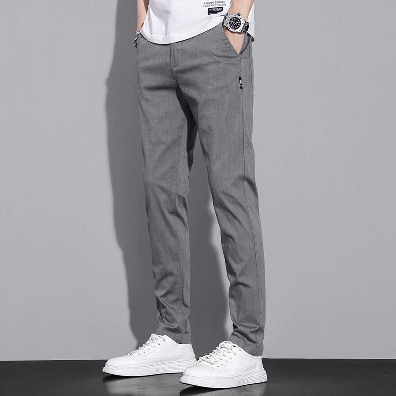 Men's Casual Pants Spring Summer Thin Business Straight Cotton Stretch Classic Work Trousers Korean Clothing