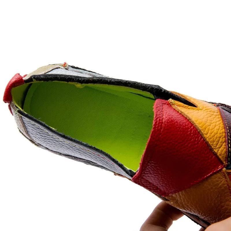 Mixed Color Women Loafers Retro Women Flat Shoe Soft Ladies Slip-ons Patchwork Women Moccasins Large Size