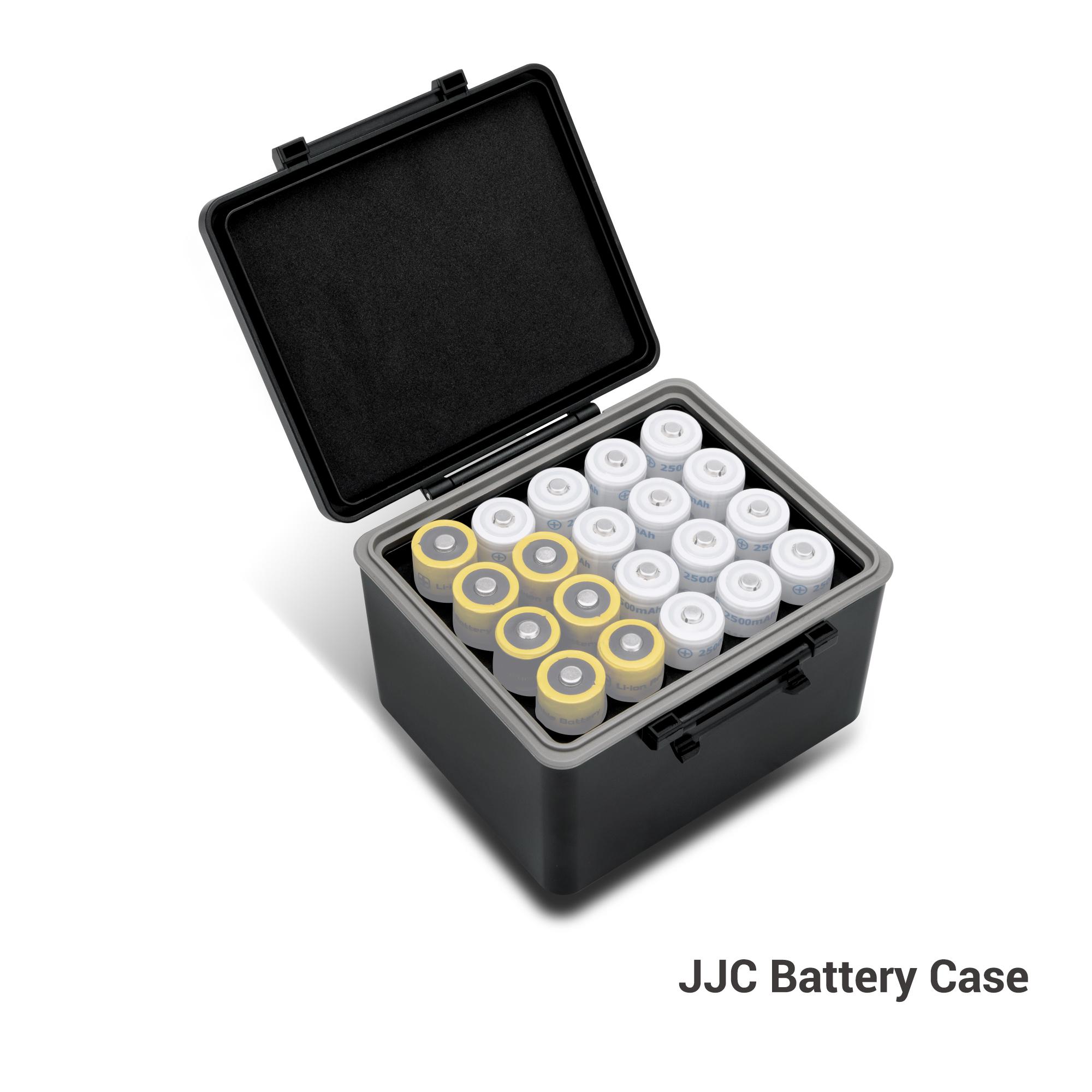 JJC 20 Slots 18650 Container Battery Case Holder Weterproof Hard Shell Battery Box Organizer Anti-static Batteries Holder Black for 18650 Batteries