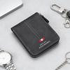 Men's Large Capacity Short Wallet Fashion Retro Trifold Zipper Multi-Card Holder with Chain Accessory