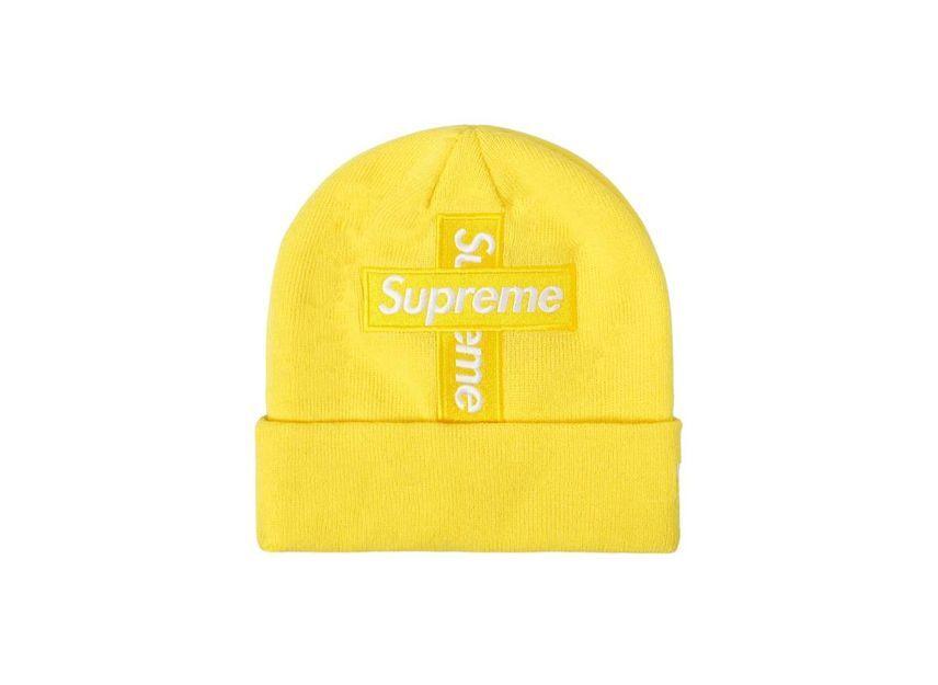 Supreme New Era Cross Box Logo Beanie Yellow One-Size