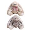 Huggable Plush Bunny Toy Stuffed Plaid Bow Rabbit Plushie Simulation Animal Doll Home Living Room Bedroom Decoration Birthday Gift