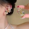 Elegant Colorful Zircon Flower Earrings Lightweight Dainty Jewelry for Women Daily Wear Holiday Gift