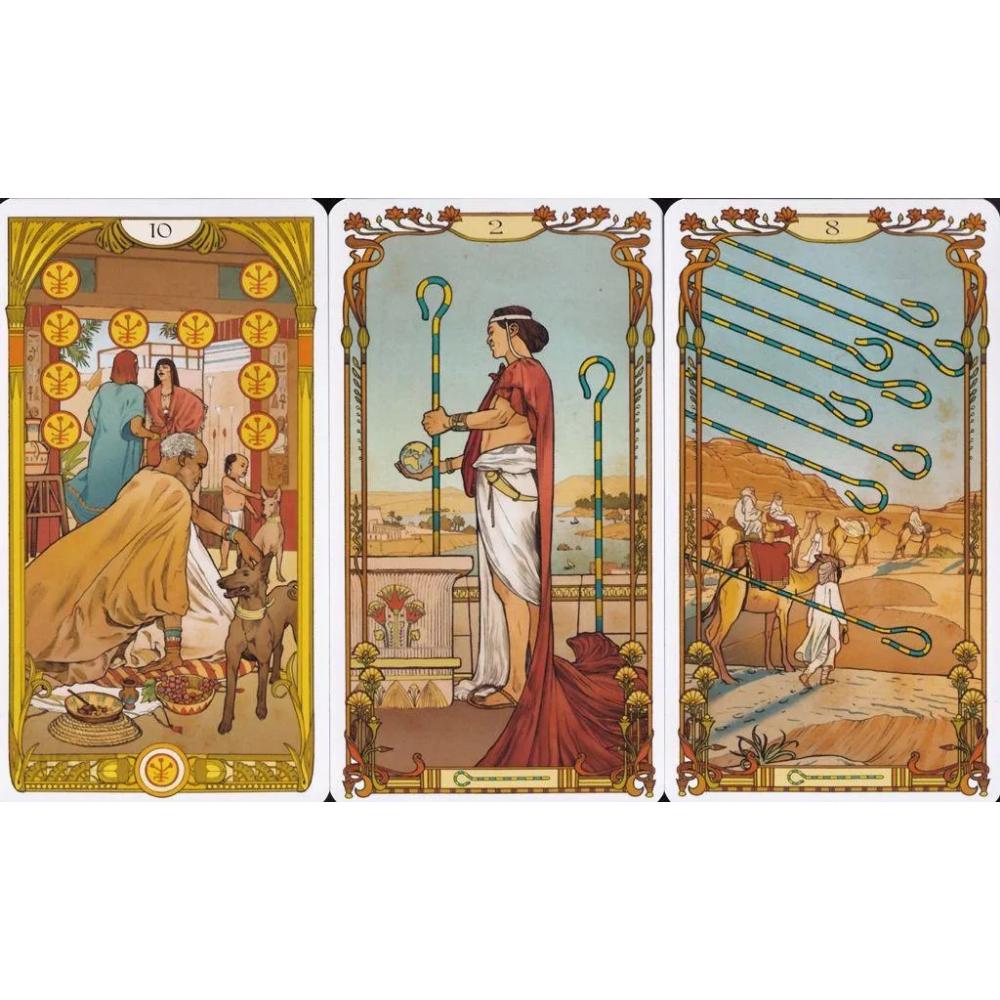 10,3 x 6 cm großes ägyptisches Jugendstil-Tarot, 78 Karten