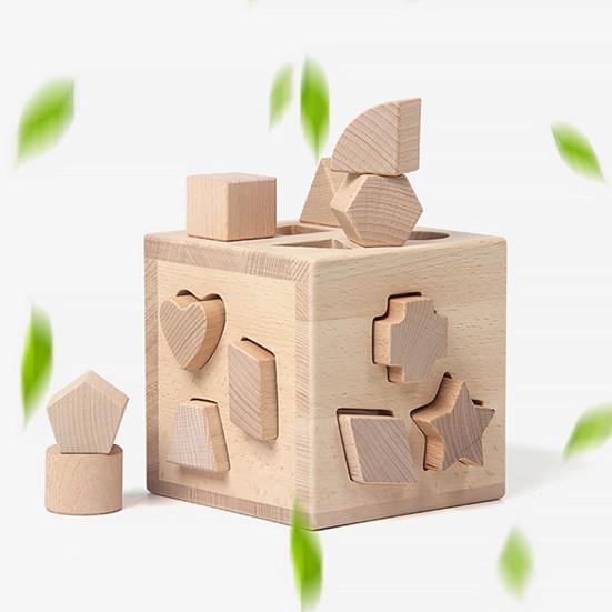 1 Set Wooden Shape Sorting Box Preschool Learning Fine Motor Skills Geometry Block Matching Game Toddler Boys Girls Educational Shape Sorter Toy