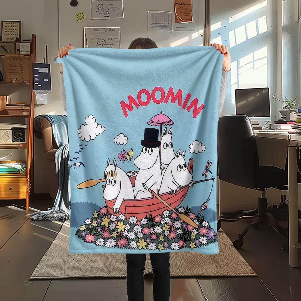 Moomin3 Flannel Blanket, High quality Comfortable for All Seasons, Home Decor, Warmth and Comfort