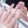 Blue Heart Diamond Press-On Nails: Sparkling Summer Nail Art Stickers