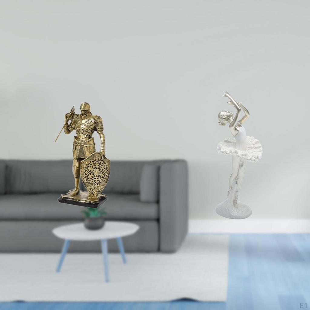 Nordic Knight Ballerina Resin Figurine Abstract Art Sculpture Ornament for Desk Cabinet Office Table