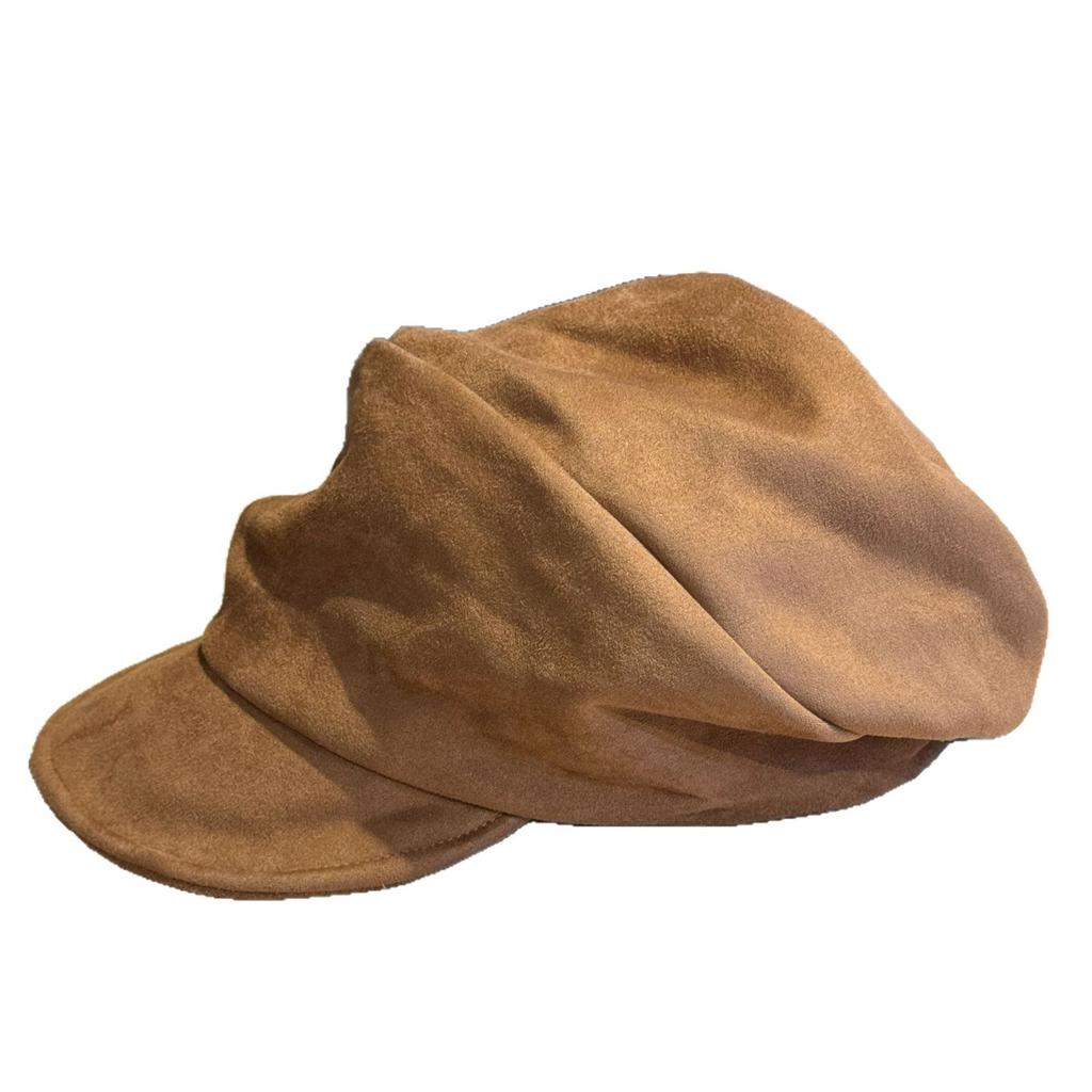 Relaxed Maillard Retro Leather Velvet Equestrian Hat for Women In Autumn and Winter White Fashionable and Versatile Duck Hat