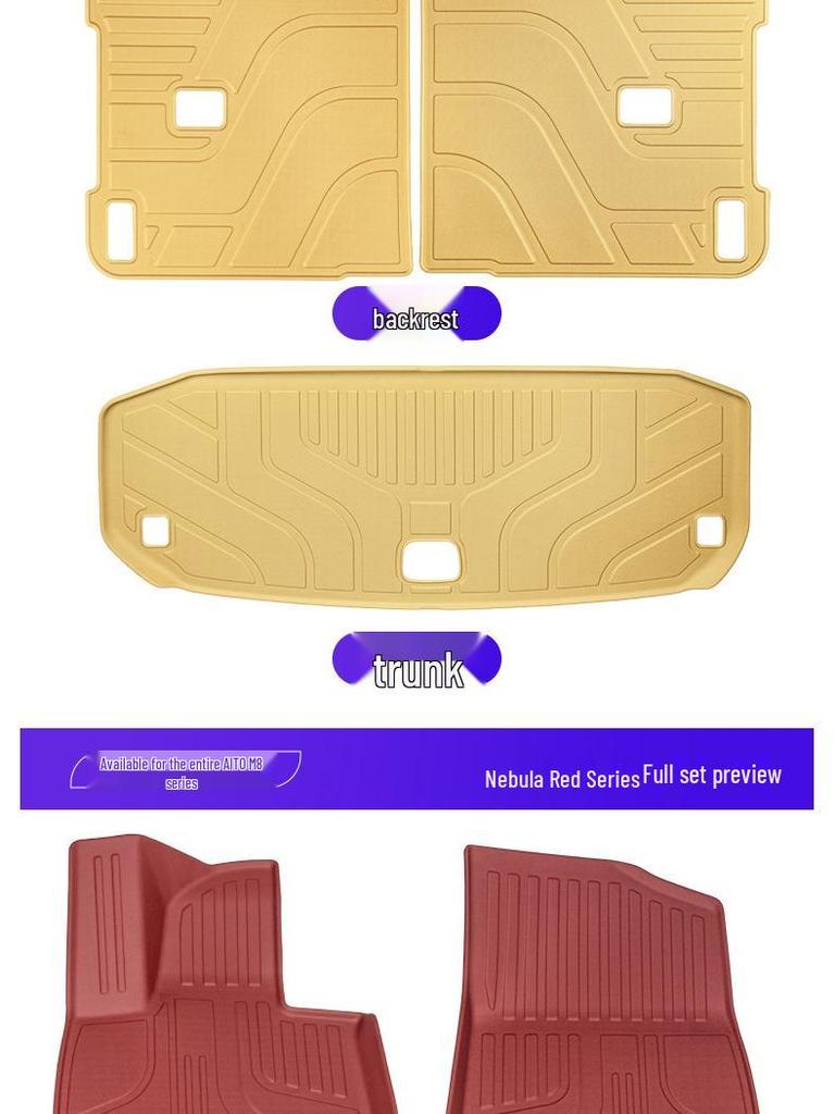 AITO M8 TPE Floor Mats & Waterproof Trunk/Backrest Mats for Five/Six-Seater Cars