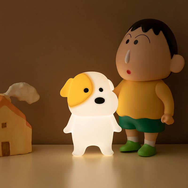 Cute Soft Silicone Dog Night Lights With Sound Dimmable Timmer Nursery Puppy Lamp Bedroom Bedside Nightlight Baby Boy Girls Gift
