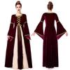 Adult Women Renaissance Retro Medieval Drama Stage Flare Sleeves Dress Gown Halloween Cosplay Costumes Role Play Outfit
