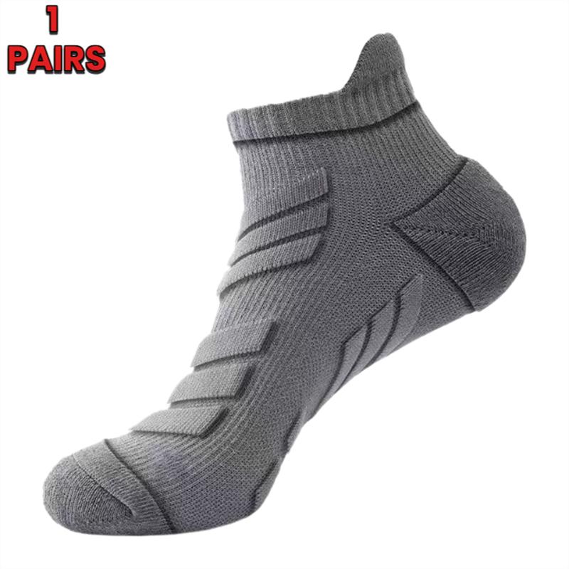 5 Pairs Men's Outdoor Ankle Socks, Shock-Absorbing And Anti Slip Sports Socks, Sweat Absorbing And Breathable Towel Bottom Socks