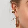 Vintage Simple Fake Piercing Metal Gold Color Ear Clips Asymmetry Round Clip Earrings for Women Fashion Heart Jewellery Gift