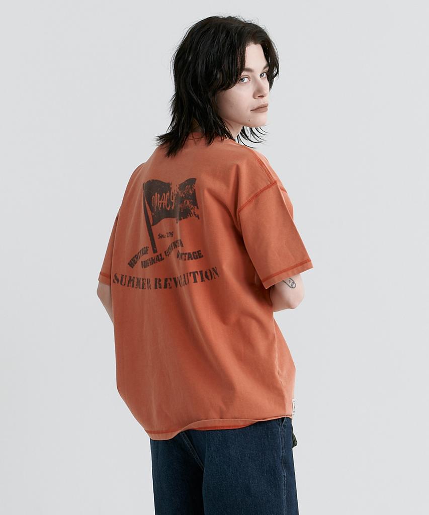 MAGOODGAN Swagver 3590 Pigment Revolution Oversized Orange Short Sleeve Tee