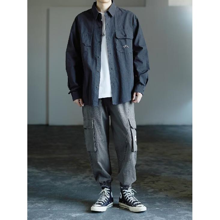 Spring and Autumn Cotton Long-Sleeved Shirt Workwear Retro Coat Mountain Casual Fashion Brand Ruan Handsome Shirt Men