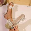Fashion 2025 Fashion Ladies Shoes Open Toe Women's Slippers Summer New Crystal Butterfly-knot Casual Plus Size Transparent High Heels