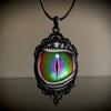 Gothic Picture Frame Pendant Necklace - Black Devil's Eye Design, a Men's Casual Fashion Gift.