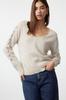 Women's Fashion Stylish Sweater Mink Openwork Perforated Cotton V-Neck Knitwear Sweater