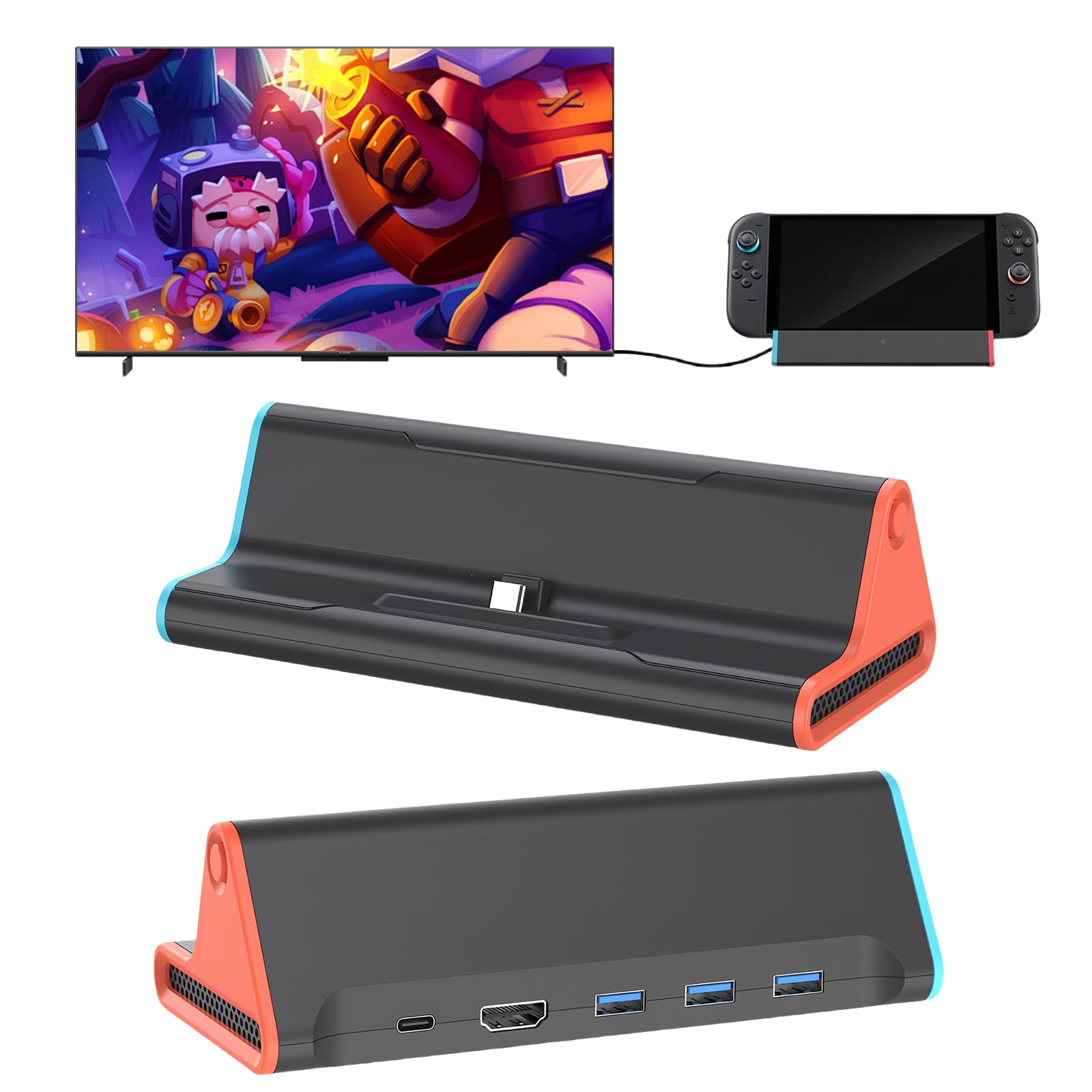 

Док-станция Switch2 для Tomistan Совместимая с ТВ Зарядка Switch2 Прямой ТВ-выход Перегрев Перегрузка по току 4K 1080p USB HDMI Портативная Замена Зарядка Не Идеальная