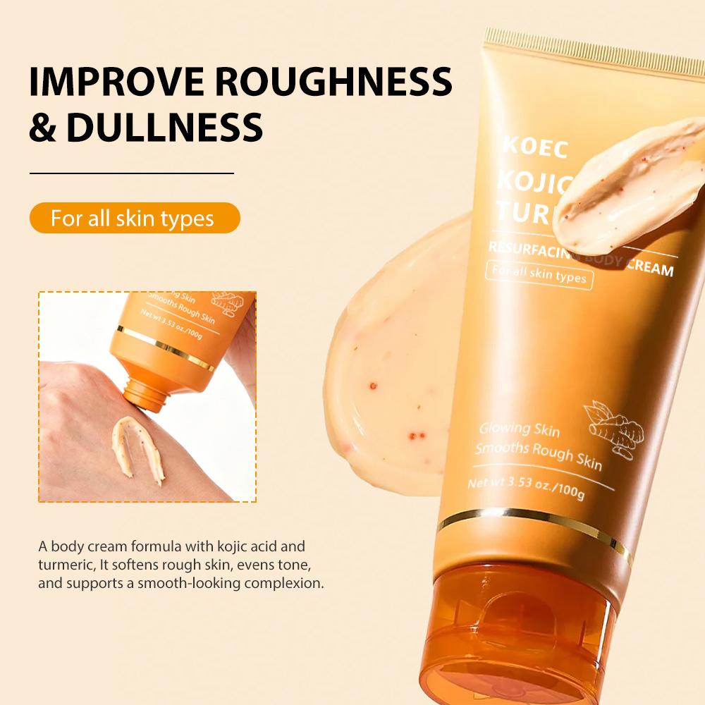 KOEC Kojic Acid Turmeric Moisturizing Body Cream 100g Nourishing Lightweight Body Lotion Brightening Repair