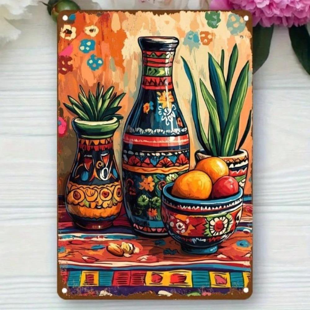 Cinco De Mayo Metal Sign Sugar Skull Wall Art Cactus Floral Decor 8X12 Inches Outdoor Indoor