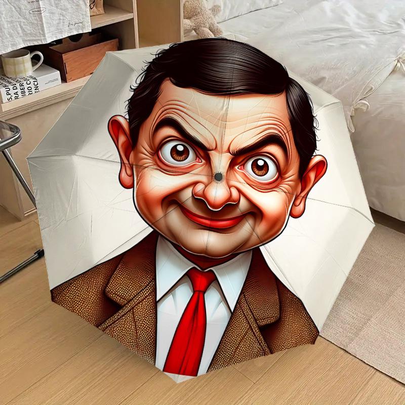 

1pc Mr. Bean, Cartoon Automatic Folding Umbrella, Portable Collapsible Design, Casual Outdoor Accessory L1127129