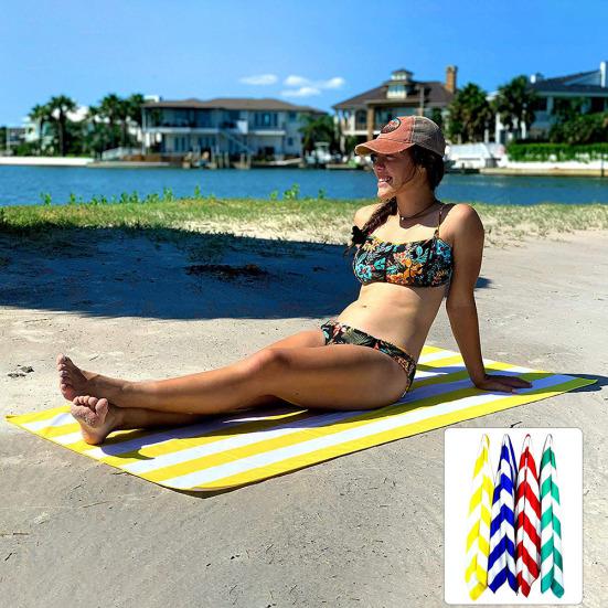 

Quick-dry Striped Printing Beach Towel Microfiber Sand Non-stick Soft Bath Cloth
