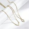 Modern Geometric V-Shape Rhombus Necklace Set - 2-Piece Fashion Pendant for Women