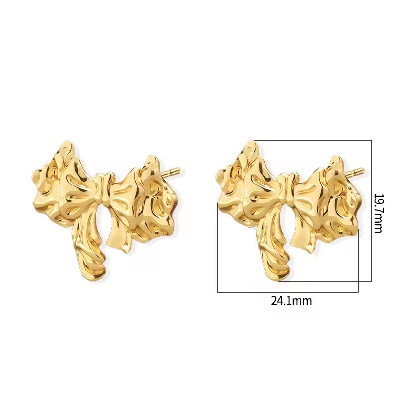 Vintage Fashion Chunky Jewelry 18K Gold Stainless Steel Square Striped Leaf Heart Stud Earrings for Women