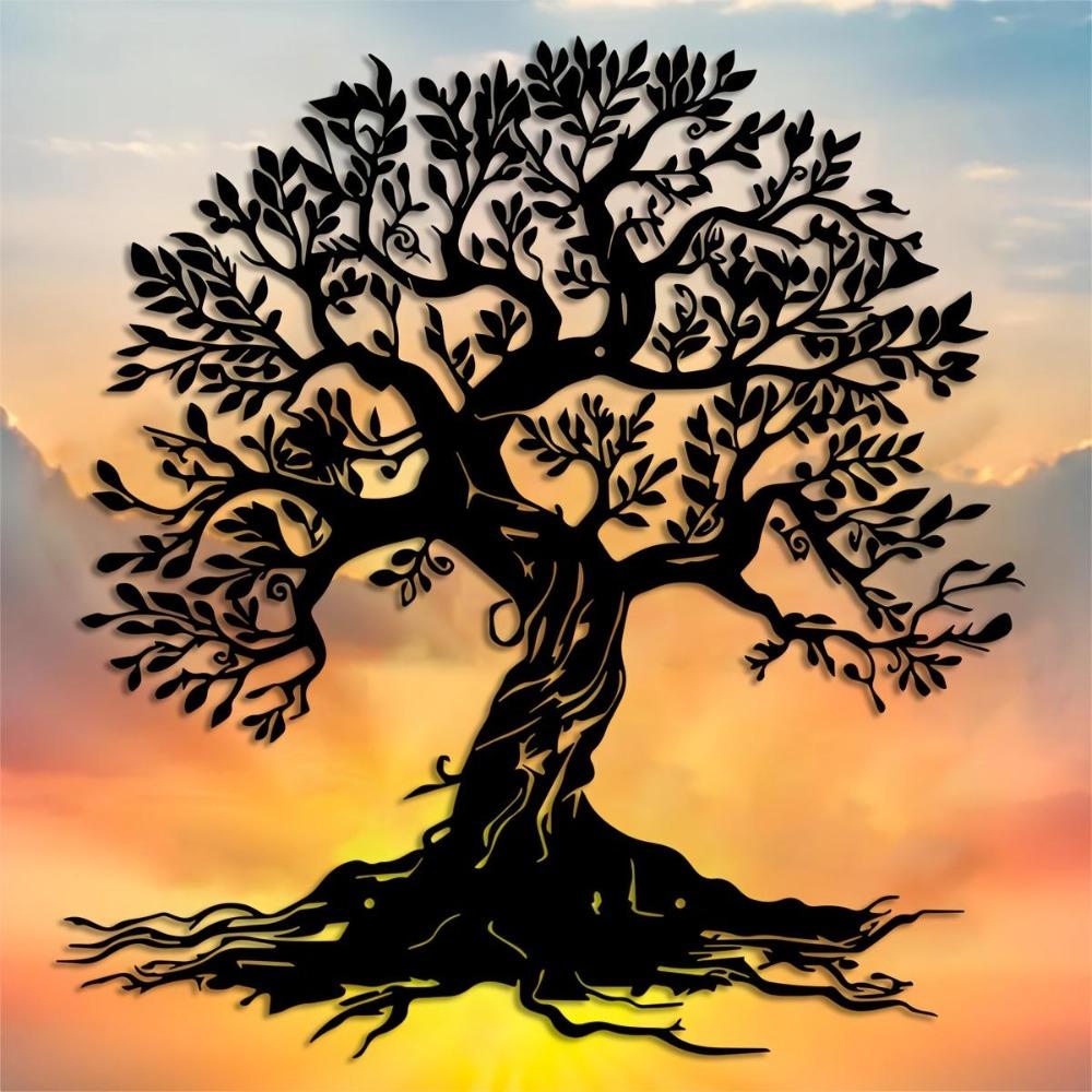 Metall Wandkunst Baum des Lebens Boho Dekor Natur Skulptur Moderner Grafischer Stil Pflanze Thema Wohnzimmer Geschenk