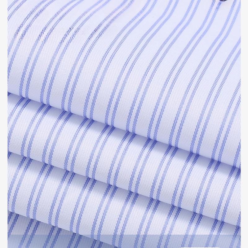 8XL Solid Color Classic Striped Shirts Men Long Sleeve Formal Office Business White Blue 100 Cotton Long Sleeve Shirt for Men