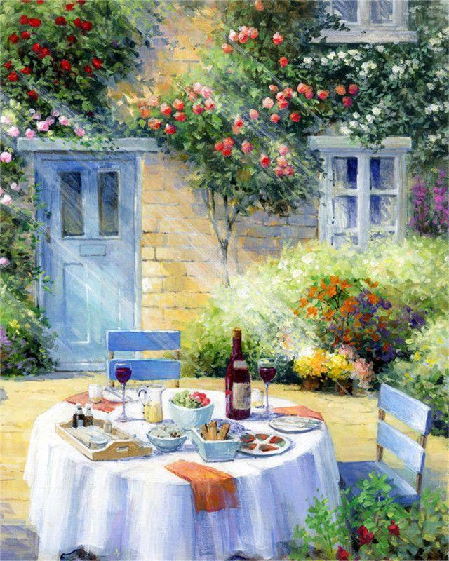 RUOPOTY DIY Frame Oil Painting By Numbers Window Scenery Acrylic On Canvas Wall Art Picture By Numbers Flower For Living Room