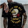 Love For All Hatred For None Unisex Oversized TShirt Retro Skull Rose Graphic Tee Streetwear Heavy Cotton Top For Men Women