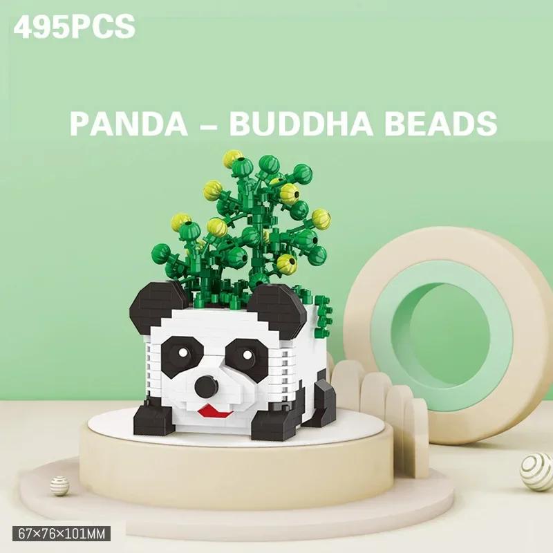 Non-Toxic Succulents Potted Building Blocks Cartoon Dog Pet Animal Model Rose Chrysanthemum Flower Bouquet Decoration Children Holiday Gifts