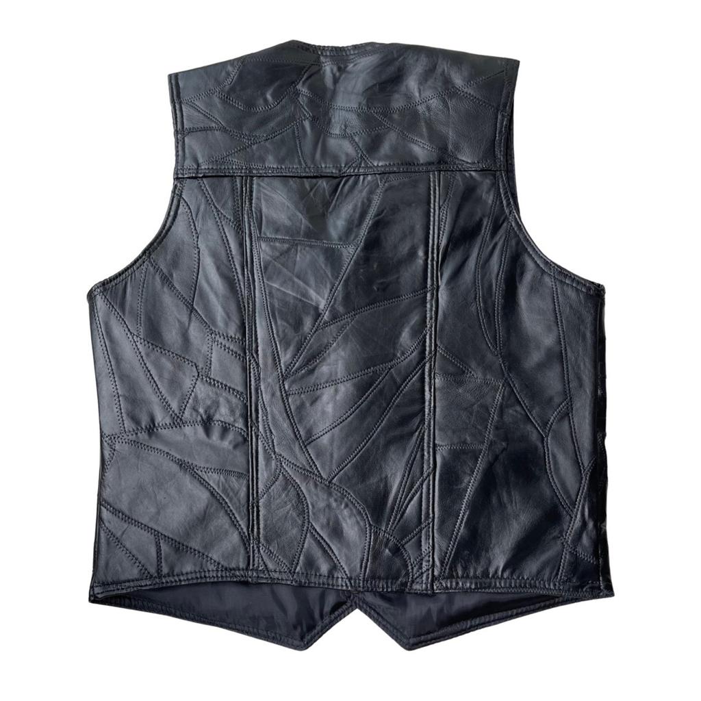 Net version leather vest, men's vest, cycling windproof vest, spliced leather, classic universal model in all seasons
